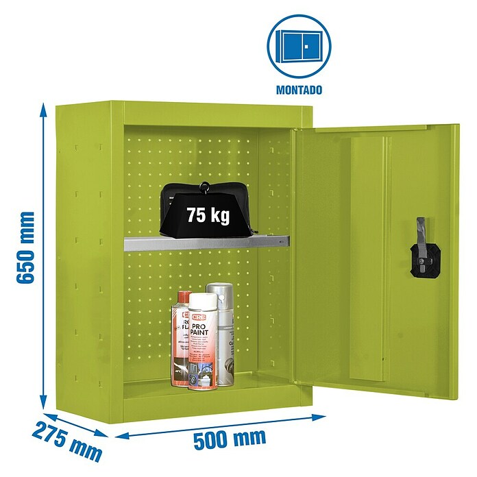 Simonrack Simonwork Armario para herramientas Cabinet Tools Shelf (L x An: 27,5 x 50 cm, Altura de trabajo: 65 cm, Verde, Completamente montado) | BAUHAUS