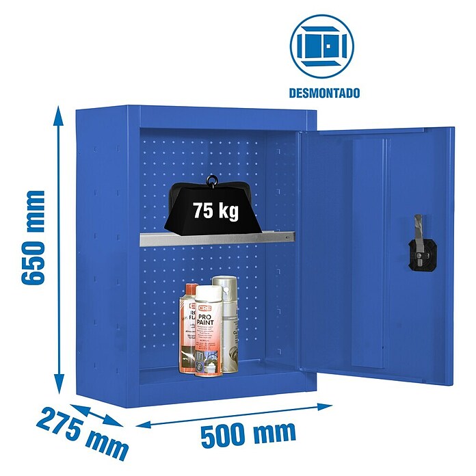 Simonrack Simonwork Armario para herramientas Cabinet Tools Shelf (Ancho: 50 cm, Altura de trabajo: 65 cm, Azul, Desmontado) | BAUHAUS