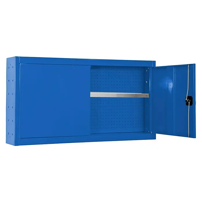 Simonrack Simonwork Armario para herramientas Cabinet Tools Shelf - Al x An x Pr: 55 x 90 x 27,5 cm, Azul, Completamente montado - Este armario de herramientas azul de pared con panel perforado ofrece un amplio espacio de almacenamiento y organización en cualquier taller.