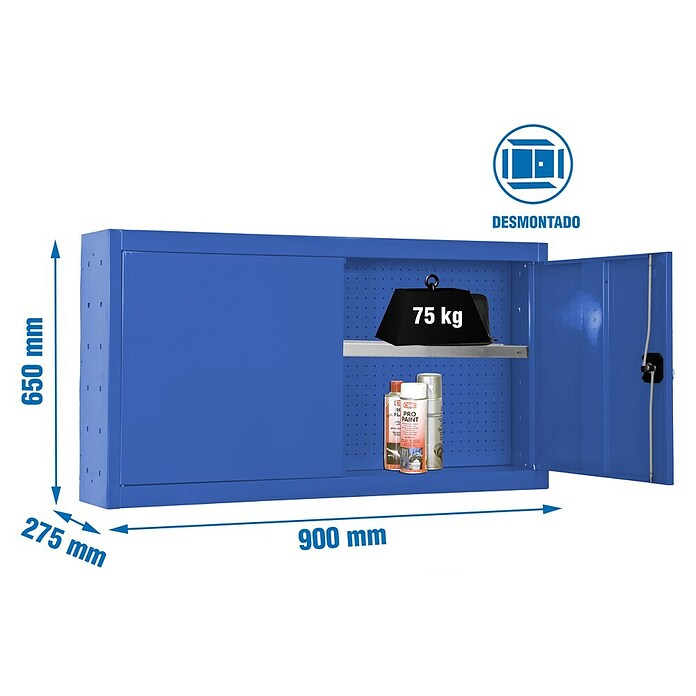 Simonrack Simonwork Armario para herramientas Cabinet Tools Shelf (Ancho: 90 cm, Altura de trabajo: 65 cm, Azul, Desmontado) | BAUHAUS
