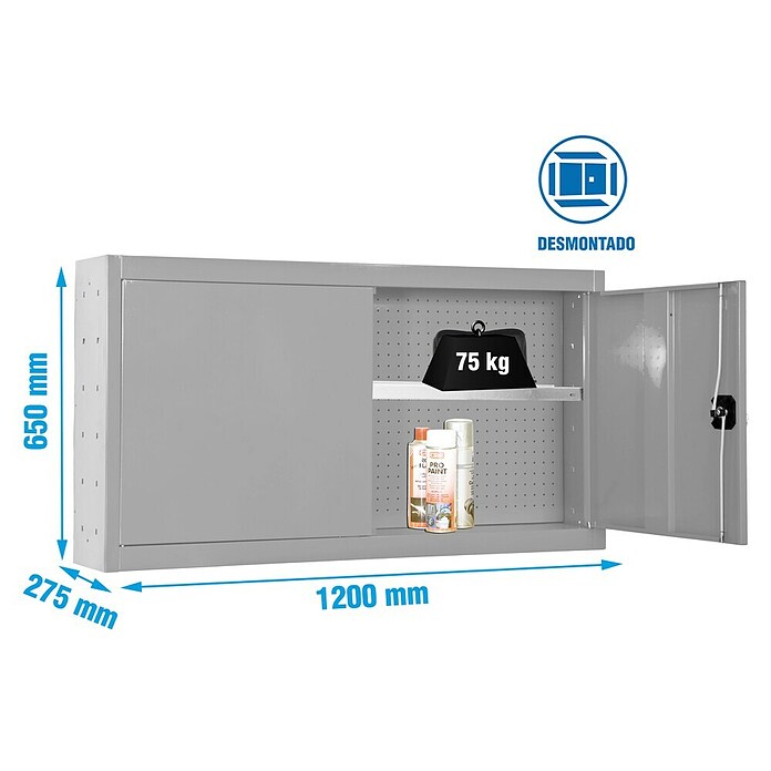 Simonrack Simonwork Armario para herramientas Cabinet Tools Shelf (Ancho: 120 cm, Altura de trabajo: 65 cm, Gris, Desmontado) | BAUHAUS