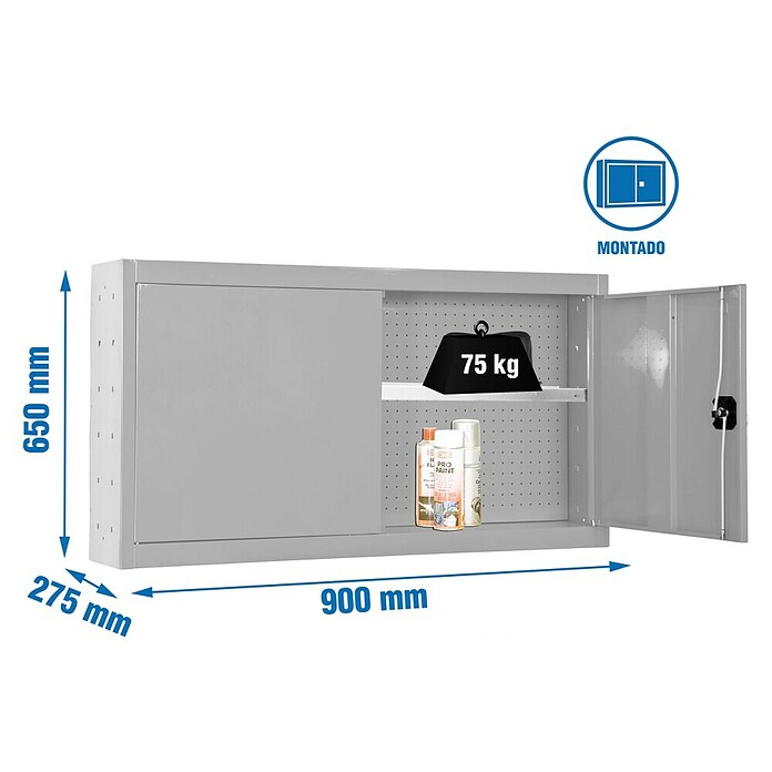 Simonrack Simonwork Armario para herramientas Cabinet Tools Shelf (Ancho: 90 cm, Altura de trabajo: 65 cm, Gris, Completamente montado) | BAUHAUS