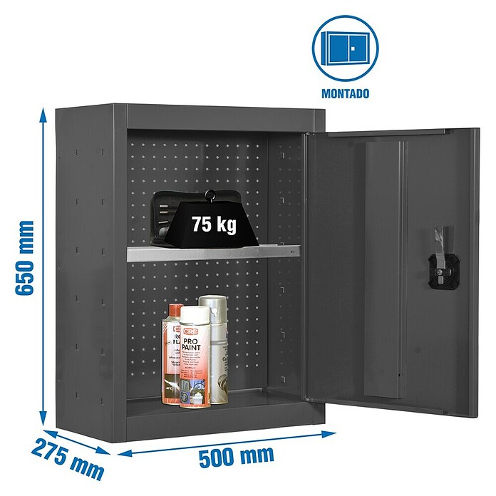 Simonrack Simonwork Armario para herramientas Cabinet Tools Shelf (L x An: 27,5 x 50 cm, Altura de trabajo: 65 cm, Antracita, Completamente montado) | BAUHAUS
