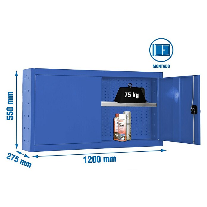 Simonrack Simonwork Armario para herramientas Cabinet Tools Shelf (Ancho: 120 cm, Altura de trabajo: 55 cm, Azul, Completamente montado) | BAUHAUS