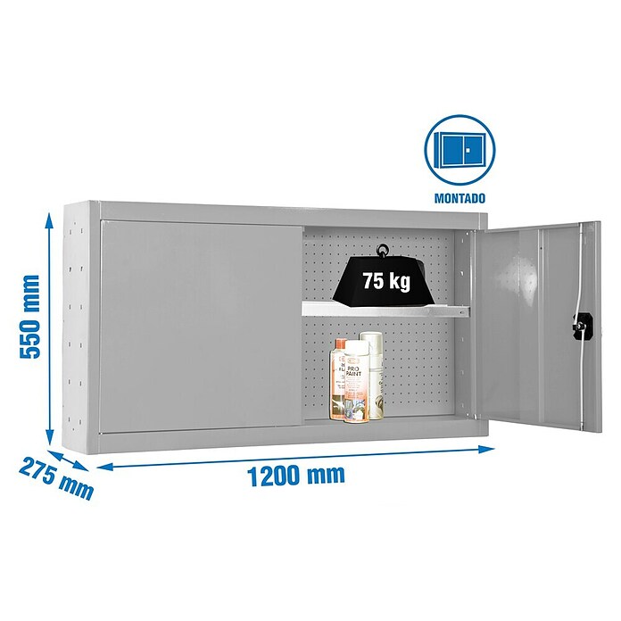 Simonrack Simonwork Armario para herramientas Cabinet Tools Shelf (Ancho: 120 cm, Altura de trabajo: 55 cm, Gris, Completamente montado) | BAUHAUS