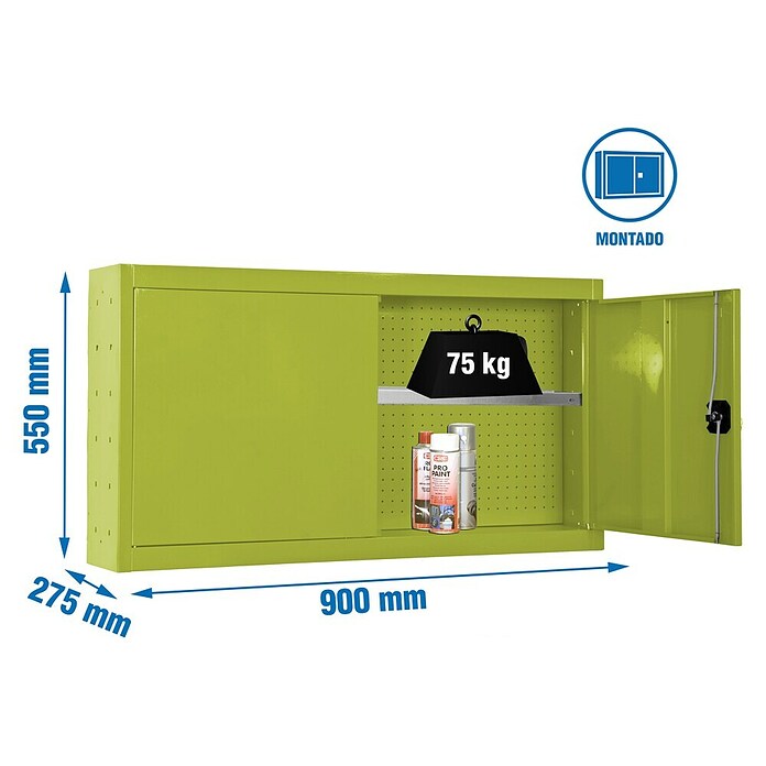 Simonrack Simonwork Armario para herramientas Cabinet Tools Shelf (L x An: 27,5 x 90 cm, Altura de trabajo: 55 cm, Verde, Completamente montado) | BAUHAUS