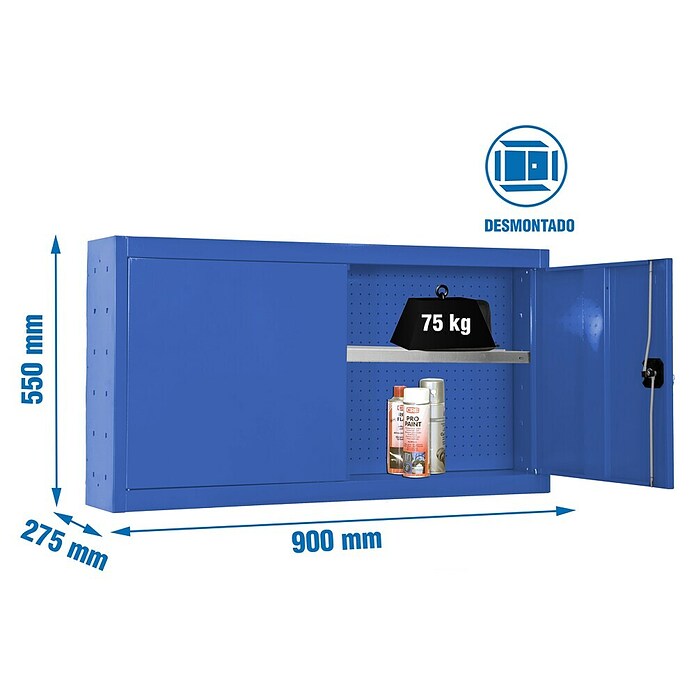 Simonrack Simonwork Armario para herramientas Cabinet Tools Shelf (Ancho: 90 cm, Altura de trabajo: 55 cm, Azul, Desmontado) | BAUHAUS