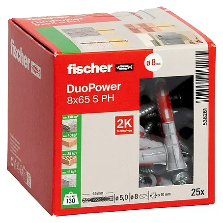 Fischer Duopower Dübel- & Schraubenbox 8 x 65 S PH LD