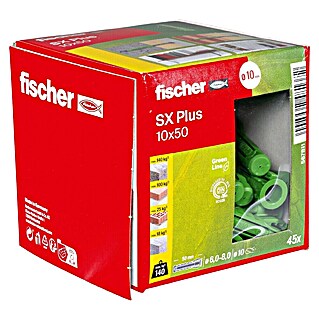Fischer Spreizdübel SX Plus (Ø x L: 10 x 50 mm, Nylon, Mit Rand, 45 Stk.)