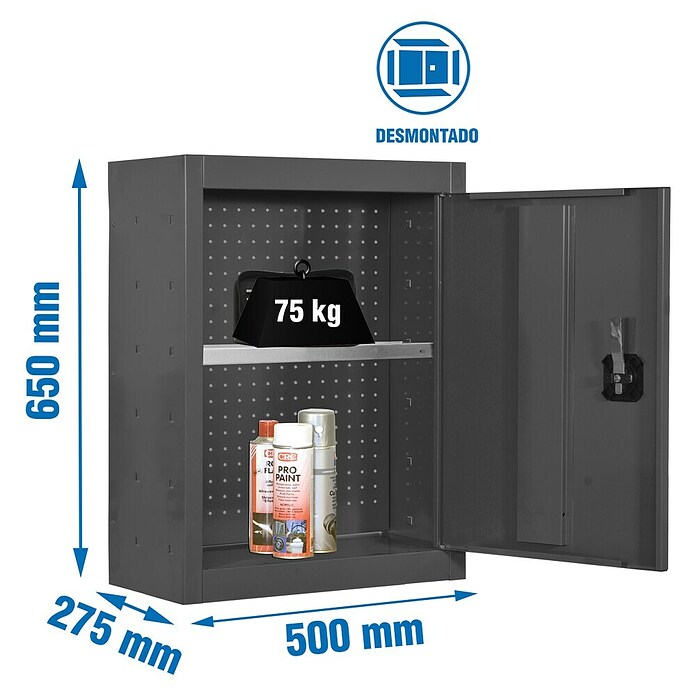 Simonrack Simonwork Armario para herramientas Cabinet Tools Shelf (Ancho: 50 cm, Altura de trabajo: 65 cm, Antracita, Desmontado) | BAUHAUS