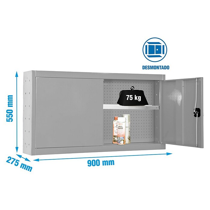 Simonrack Simonwork Armario para herramientas Cabinet Tools Shelf (L x An: 27,5 x 90 cm, Altura de trabajo: 55 cm, Gris, Desmontado) | BAUHAUS