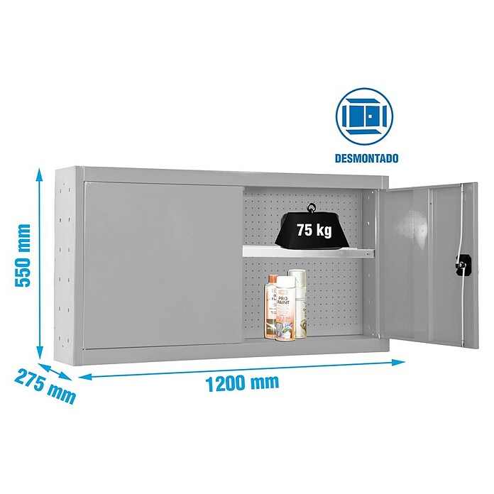 Simonrack Simonwork Armario para herramientas Cabinet Tools Shelf (Ancho: 120 cm, Altura de trabajo: 55 cm, Gris, Desmontado) | BAUHAUS