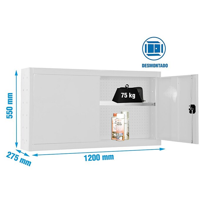 Simonrack Simonwork Armario para herramientas Cabinet Tools Shelf (L x An: 27,5 x 120 cm, Altura de trabajo: 55 cm, Blanco, Desmontado) | BAUHAUS