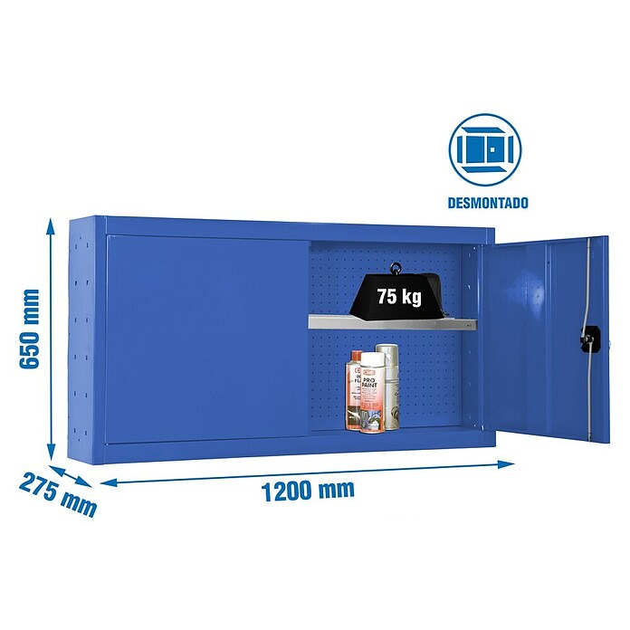 Simonrack Simonwork Armario para herramientas Cabinet Tools Shelf (L x An: 27,5 x 120 cm, Altura de trabajo: 65 cm, Azul, Desmontado) | BAUHAUS