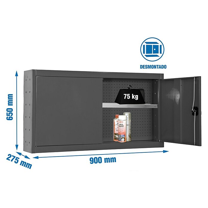 Simonrack Simonwork Armario para herramientas Cabinet Tools Shelf (L x An: 27,5 x 90 cm, Altura de trabajo: 65 cm, Antracita, Desmontado) | BAUHAUS