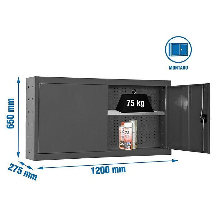 Simonrack Simonwork Armario para herramientas Cabinet Tools Shelf (L x An: 27,5 x 120 cm, Altura de trabajo: 65 cm, Antracita, Completamente montado) | BAUHAUS