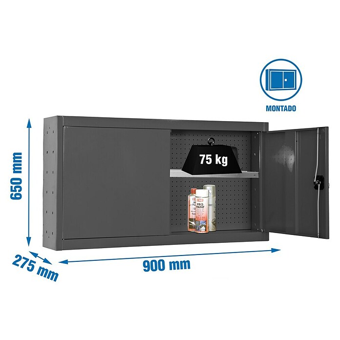 Simonrack Simonwork Armario para herramientas Cabinet Tools Shelf (L x An: 27,5 x 90 cm, Altura de trabajo: 65 cm, Antracita, Completamente montado) | BAUHAUS