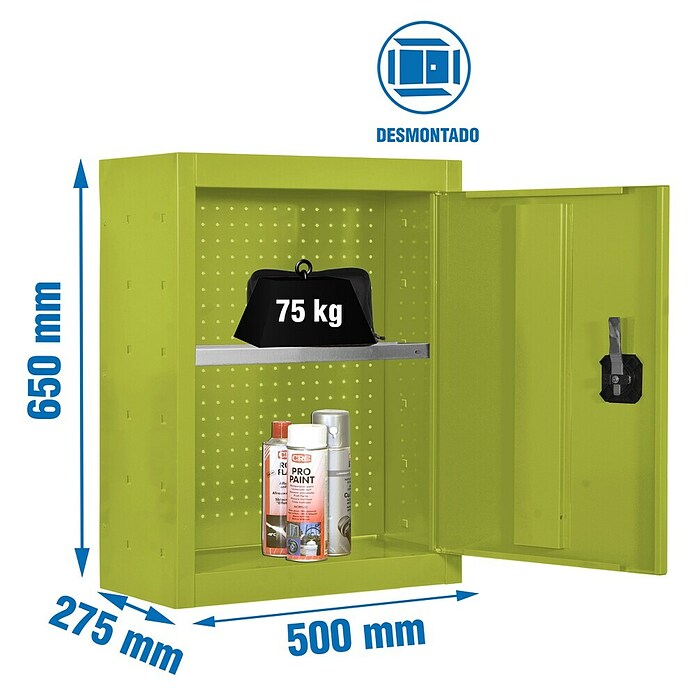 Simonrack Simonwork Armario para herramientas Cabinet Tools Shelf (L x An: 27,5 x 50 cm, Altura de trabajo: 65 cm, Verde, Desmontado) | BAUHAUS