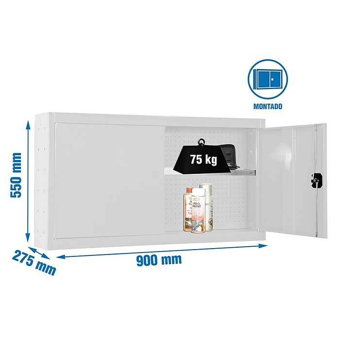 Simonrack Simonwork Armario para herramientas Cabinet Tools Shelf (L x An: 27,5 x 90 cm, Altura de trabajo: 55 cm, Blanco, Completamente montado) | BAUHAUS