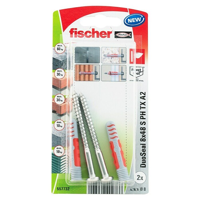 Fischer Surtido de tacos y tornillos DuoSeal (Ø x L: 8 x 48 mm, 2 ud.) | BAUHAUS