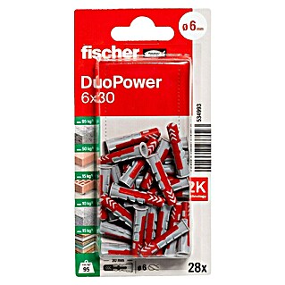 Fischer Duopower Universaldübel 2 K (Ø x L: 6 x 30 mm, Nylon, 28 Stk.)