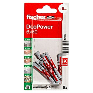 Fischer Duopower Universeelpluggen DuoPower 6x50 K (Ø x l: 6 x 50 mm, Nylon, 8 st.)
