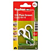 Fischer Spreizdübel-Set SX Green RH K (Durchmesser Dübel: 6 mm, Länge Dübel: 30 mm, 4 Stk., Mit Haken)