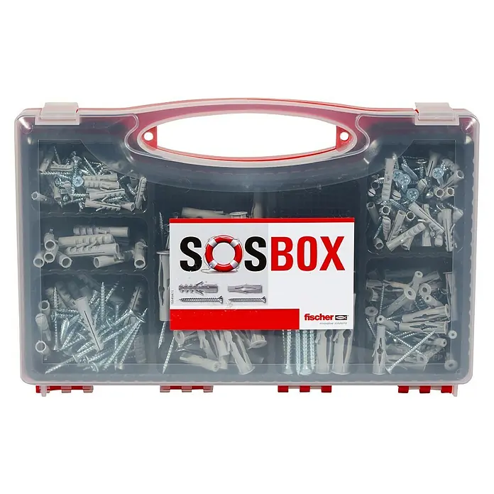Fischer Schrauben- & Dübel-Set SOSBox S + FU + Schrauben - 360 -tlg. - Fischer SOS-Box mit Schrauben und Dübeln. Praktisches Set für schnelle Reparaturen und Befestigungen im Haushalt.