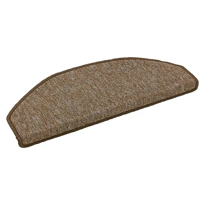 Astra Stufenmatte Fox - 28 x 65 cm, 100 % Polypropylen, Braun - Halbmondförmige braune Teppichstufenmatte mit braunem Rand, ideal zum Schutz von Treppen und zur Erhöhung der Sicherheit.