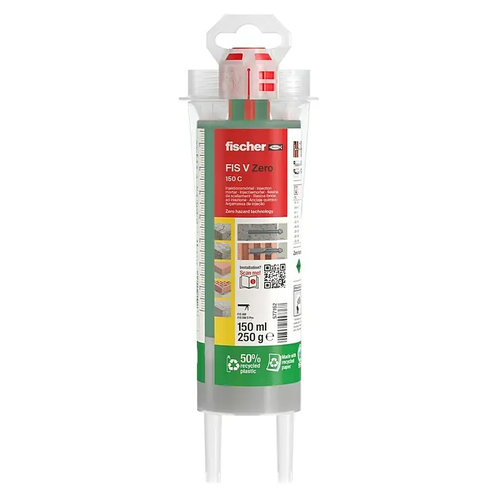 Fischer Universalmörtel FIS V Zero 150 C TC - 150 ml, Grau - Bild eines Injektionsmörtels Fischer FIS V Zero 150 C mit Zero-Hazard-Technologie, ideal für sichere und zuverlässige Befestigungen.