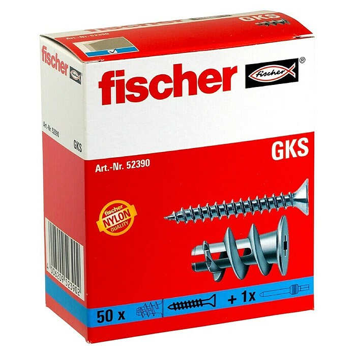 Fischer Taco para cartón yeso GK (Longitud taco: 22 mm, Con tornillos, Con borde, 50 ud.) | BAUHAUS