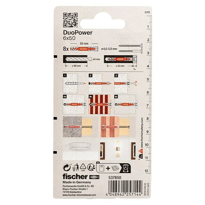 Fischer Duopower Universaldübel 2 K (Ø x L: 6 x 50 mm, Nylon, 8 Stk.) | BAUHAUS
