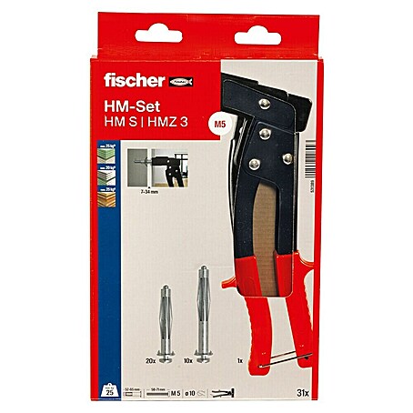 Fischer Metall-Hohlraumdübel-Set (Geeignet für: Plattenbaustoffe & Hohlräume, Mit Schrauben, Gesamtstückzahl: 30 Stk.)