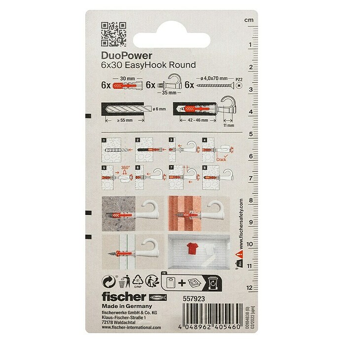 Fischer Duopower Hembrilla abierta EasyHook (Diámetro taco: 6 mm, Longitud taco: 30 mm) | BAUHAUS