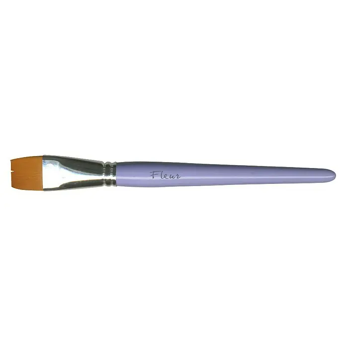 Fleur Pincel plano Hobby 9921 - Cerdas sintéticas, Tamaño pincel: Nº 20 - Primer plano de una brocha cosmética plana con mango lila y la inscripción "Fleurs" para una aplicación precisa del maquillaje.