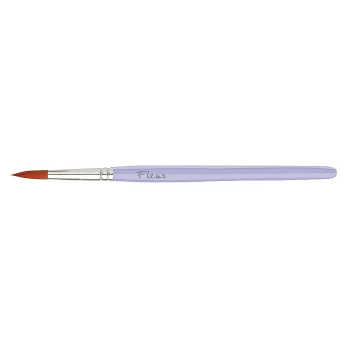 Fleur Pincel redondo Hobby 9921 - Cerdas sintéticas, Tamaño pincel: Nº 10 - Primer plano de un pincel Fleur con mango lila y cerdas rojas, ideal para pintar con precisión y proyectos artísticos detallados.
