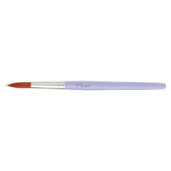 Fleur Pincel redondo Hobby 9921 - Cerdas sintéticas, Tamaño pincel: Nº 14 - Pincel de la marca "Fleur" con mango lila claro y cerdas naranjas. Ideal para aplicar cosméticos o para actividades artísticas.