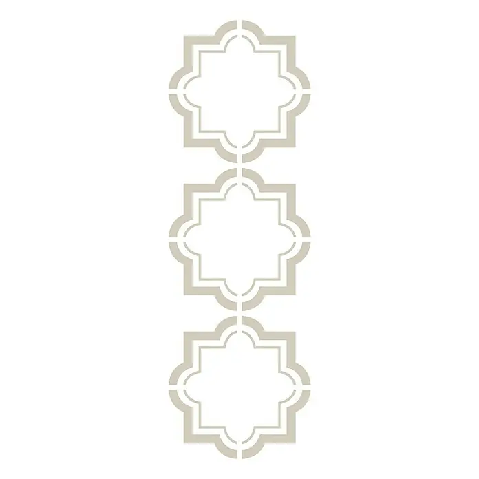 Fleur Plantilla decorativa Stencil Arabesco - Arabesco, 18 x 50 cm, Plástico - Elegante panel de pared con un patrón beige y blanco de inspiración marroquí. El diseño intrincado añade un toque de estilo exótico a cualquier habitación.