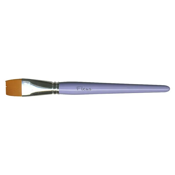 Fleur Pincel plano Hobby 9921 - Cerdas sintéticas, Tamaño pincel: Nº 18 - Un pincel plano con "Fleur" inscrito en el mango lavanda, perfecto para arte y trabajos de detalle.