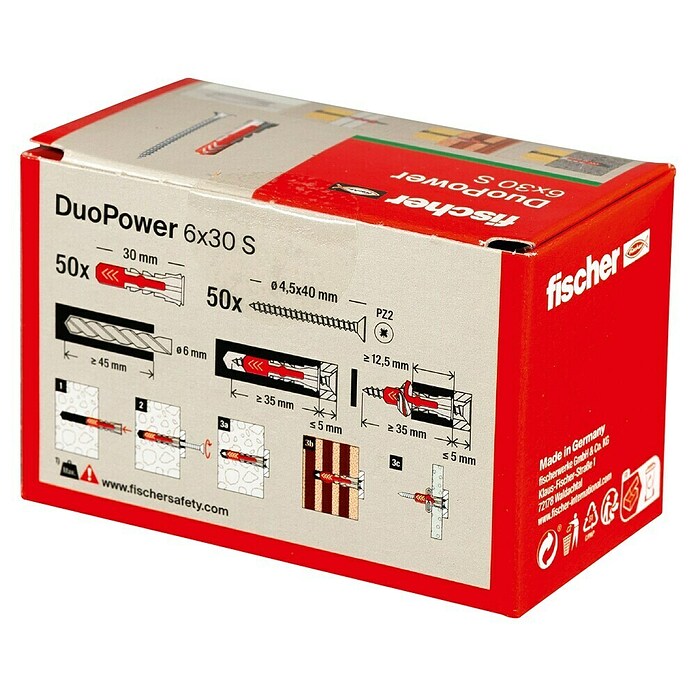 Fischer Dübel- & Schraubenbox Duopower (Durchmesser Dübel: 6 mm, Länge Dübel: 30 mm, 50 Stk., Senkkopfschraube)