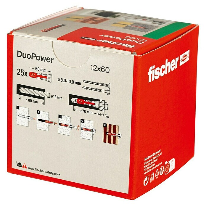 Fischer Duopower Dübelsortiment (Durchmesser Dübel: 12 mm, Länge Dübel: 60 mm, Mit Rand, Alle Baustoffe, 25 Stk.) | BAUHAUS