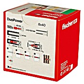 Fischer Duopower Nabor zidnih vložkov  (Premer zidnega vložka: 8 mm, Dolžina zidnega vložka: 40 mm, Z robom, Vsi gradbeni materiali, 100 kos) | 1060 - Dübel | AADD - Dübel | AAD - Kleineisenwaren | AA - Eisenwaren | A - Eisenwaren | BAUHAUS