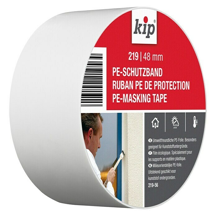 Kip PE-Schutzband 219 48 mm (Selbstklebend, 33 m x 48 mm, Stärke: 0,09 mm,  Polyethylen, Temperaturbeständigkeit: Bis +40 °C)