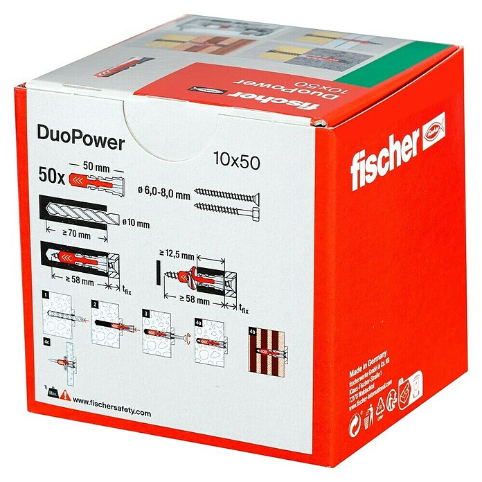 Fischer Duopower Dübelsortiment (Durchmesser Dübel: 10 mm, Länge Dübel: 50 mm, Mit Rand, Alle Baustoffe, 50 Stk.) | BAUHAUS