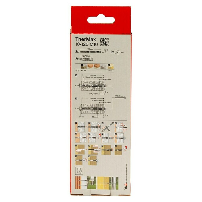 Fischer Thermax Abstandsmontagesystem 10/120 M10 (Durchmesser Bohrloch: 12 mm, Nutzlänge: 100 - 120 mm, 2 Stk.)