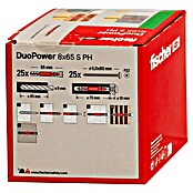 Fischer Duopower Dübel- & Schraubenbox 8 x 65 S PH LD (Durchmesser Dübel: 8 mm, Länge Dübel: 65 mm, Panheadschraube, 25 Stk.) | BAUHAUS