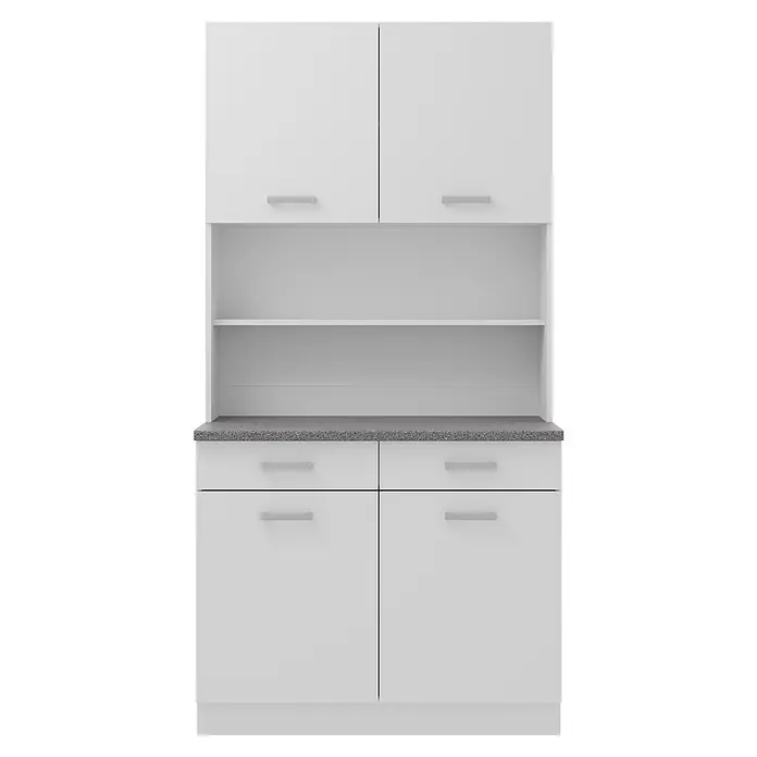 Stolarz-Lempert Buffetschrank Maria - Breite: 100 cm, Weiß - Elegantes weißes Küchenbuffet mit viel Stauraum in Schränken und Regalen für eine ordentliche und stilvolle Küche.