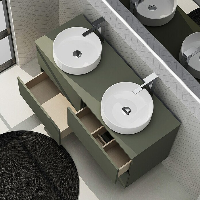 Artysan Conjunto de mueble de baño Harmony Top (Ancho: 120 cm, Verde musgo, 3 pzs.) | BAUHAUS