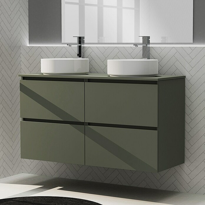 Artysan Conjunto de mueble de baño Harmony Top (Ancho: 120 cm, Verde musgo, 3 pzs.) | BAUHAUS