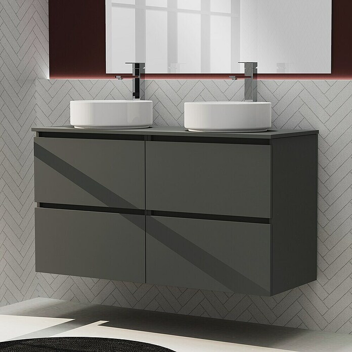 Artysan Conjunto de mueble de baño Harmony Top (Ancho: 120 cm, Gris oscuro, 3 pzs.) | BAUHAUS
